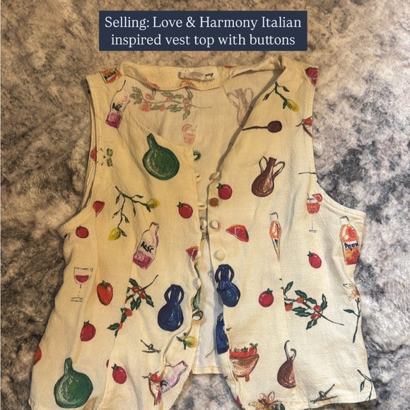 Colorful Fruit and Wine Print Vest - Picture 1 of 4